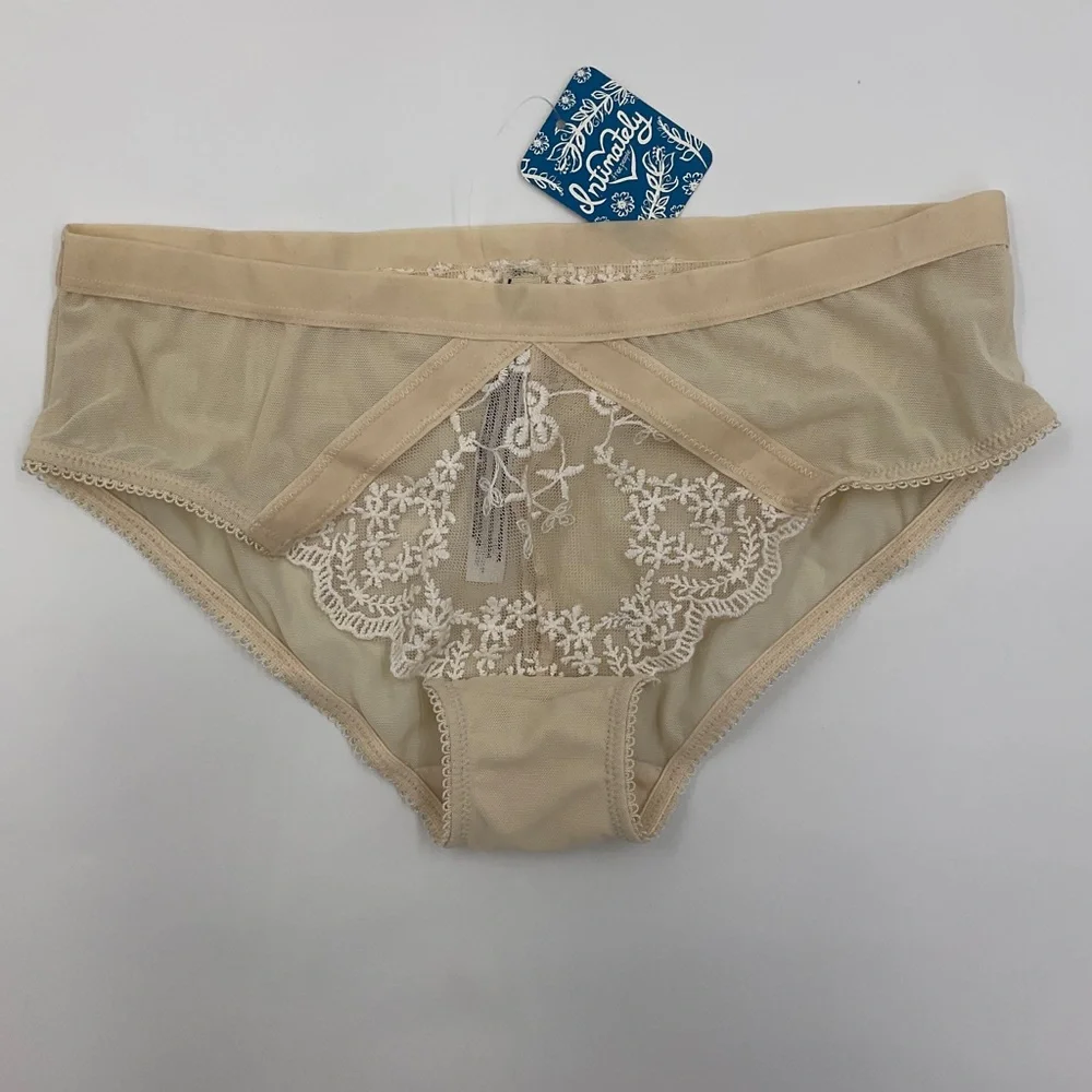 Free People Intimately Daydreamer Hipster Embroidered Mesh Panties Nude Size XS